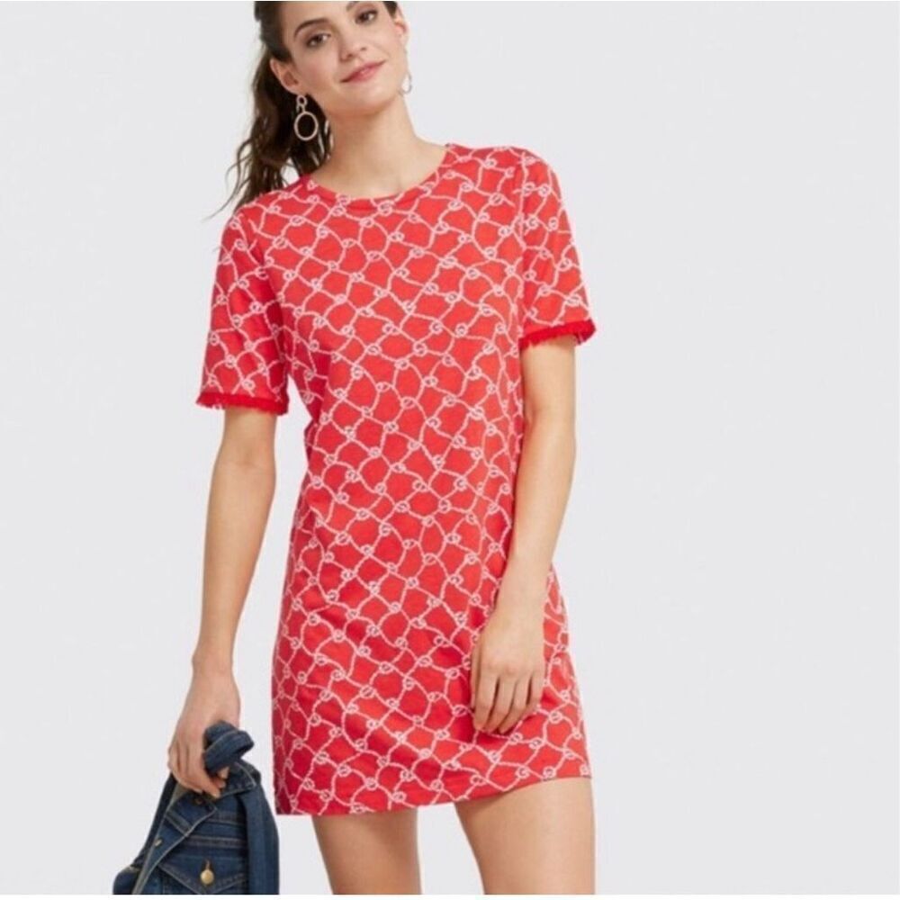 Draper James sailor knot print cotton t shirt dress size S